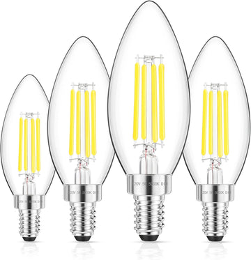 E12 Candelabra LED Bulb 60W Equivalent, 600LM Dimmable Chandelier Light Bulbs, 5000K Daylight White, 85+ CRI Candle