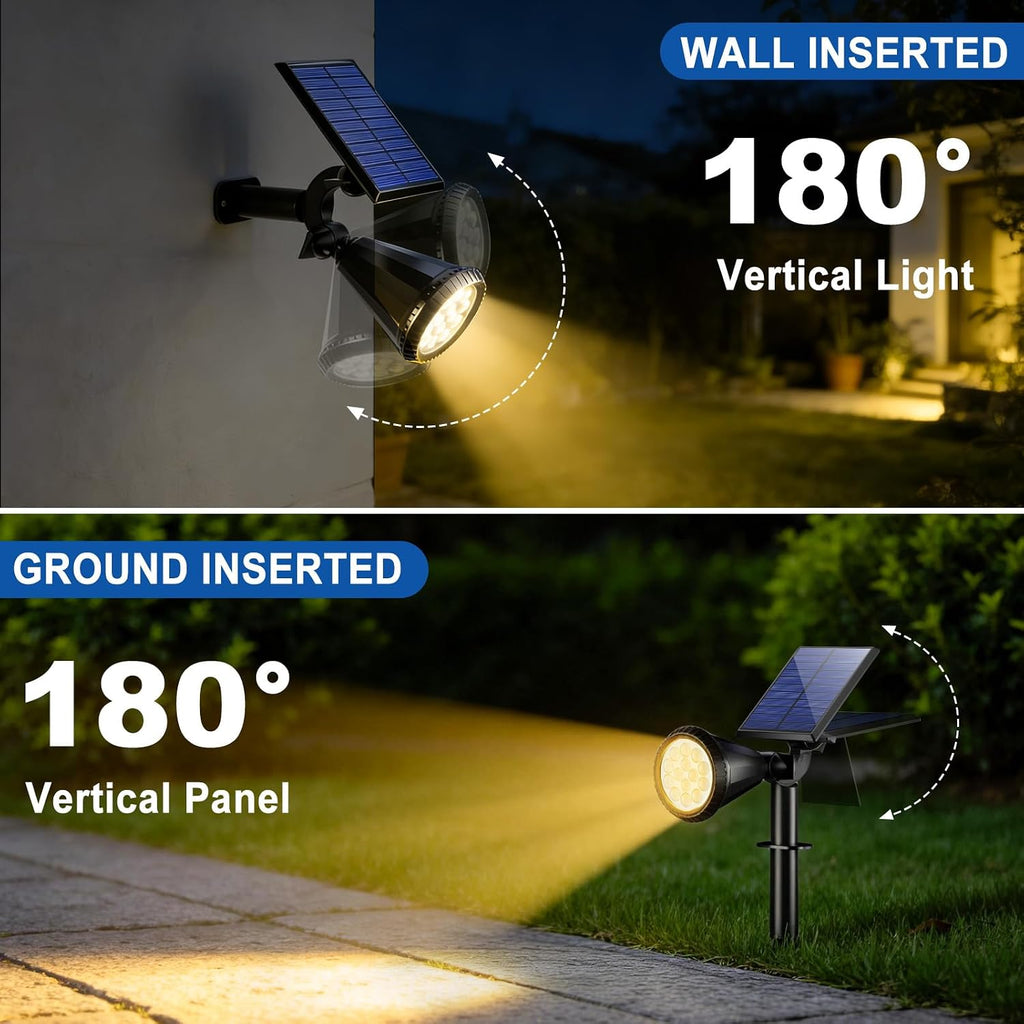 Solar Spot Lights Outdoor, Landscape Yard Flag Spotlights Warm White | Waterproof IP65,10 Pack 4 Lighting Modes Solar