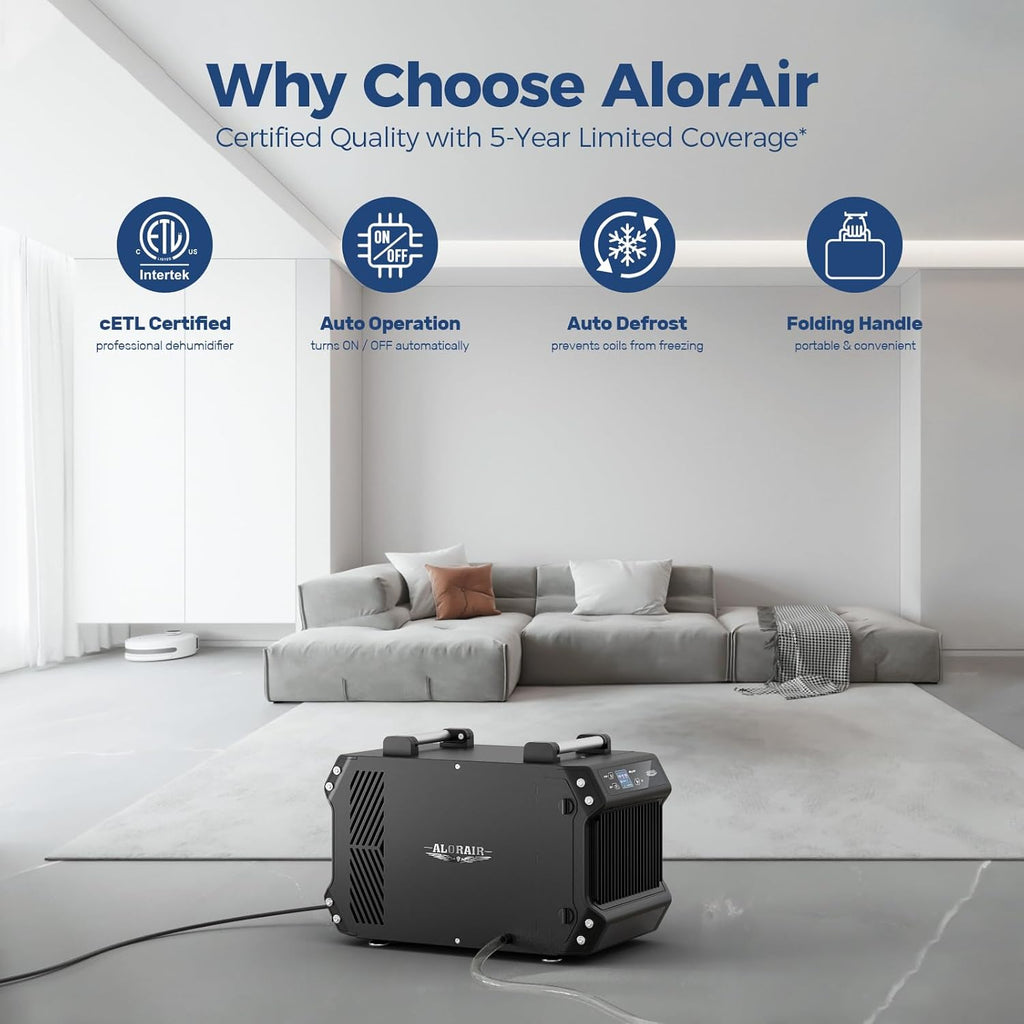 Crawlspace Dehumidifiers, 145 Pint Commercial Dehumidifier for Basements with Drain Hose, 1