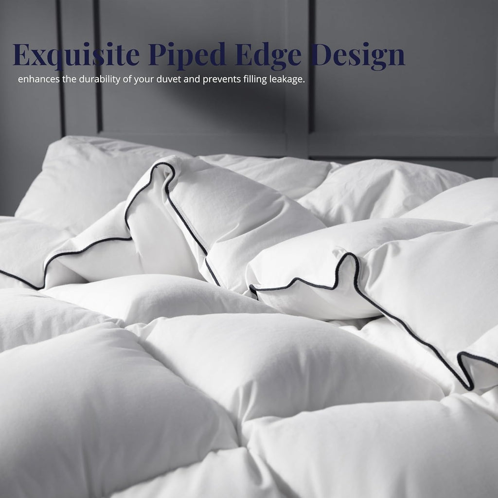 Goose Down Duvet Insert Queen - All Season Cool Touch, 100% Cotton Shell for Hot Sleepers, Lightweig