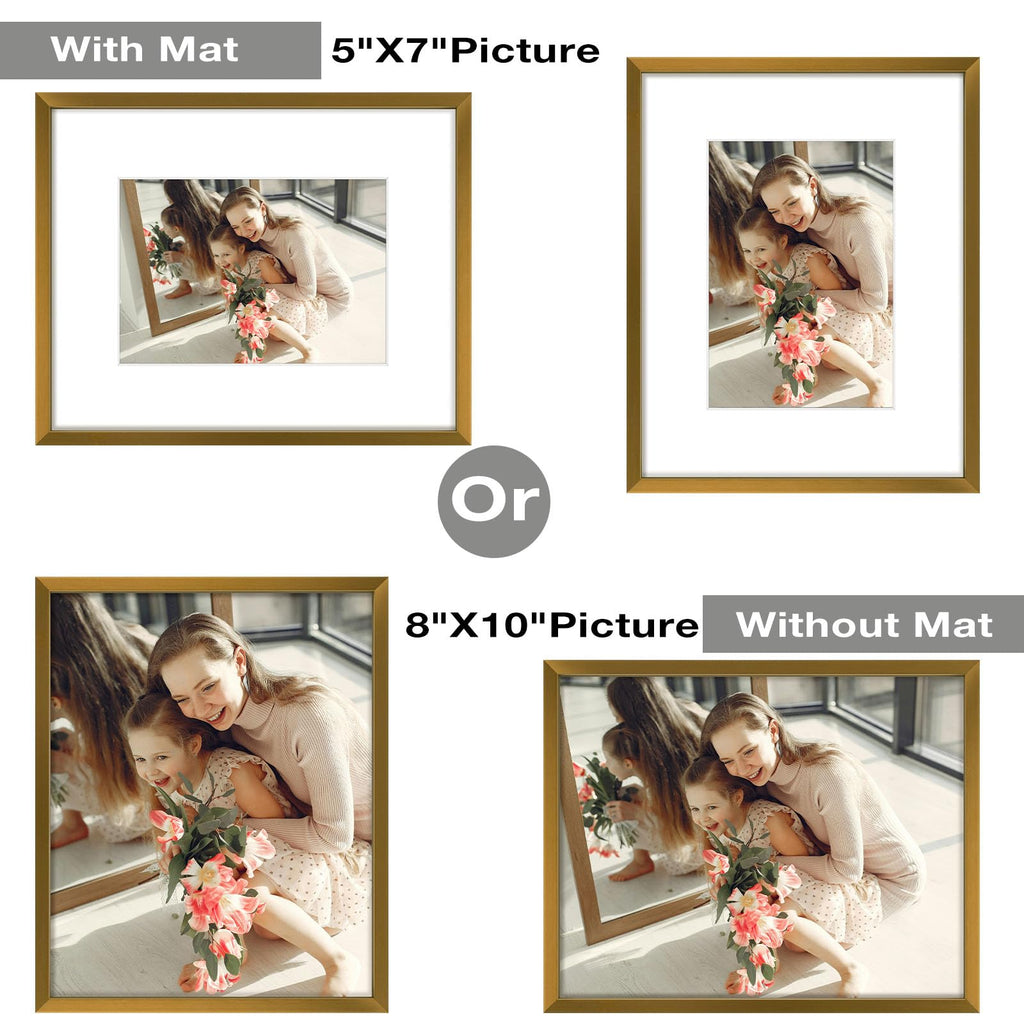 8x10 Bronze Aluminum Frame, For 5x7 Photo, With Mat