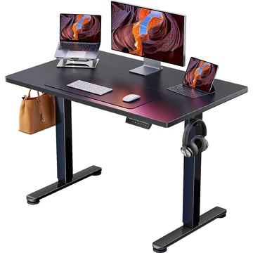Height Adjustable Electric Standing Desk, 40 x 24 Inches Sit Stand up Desk, Memory Computer Home Office Desk, Black