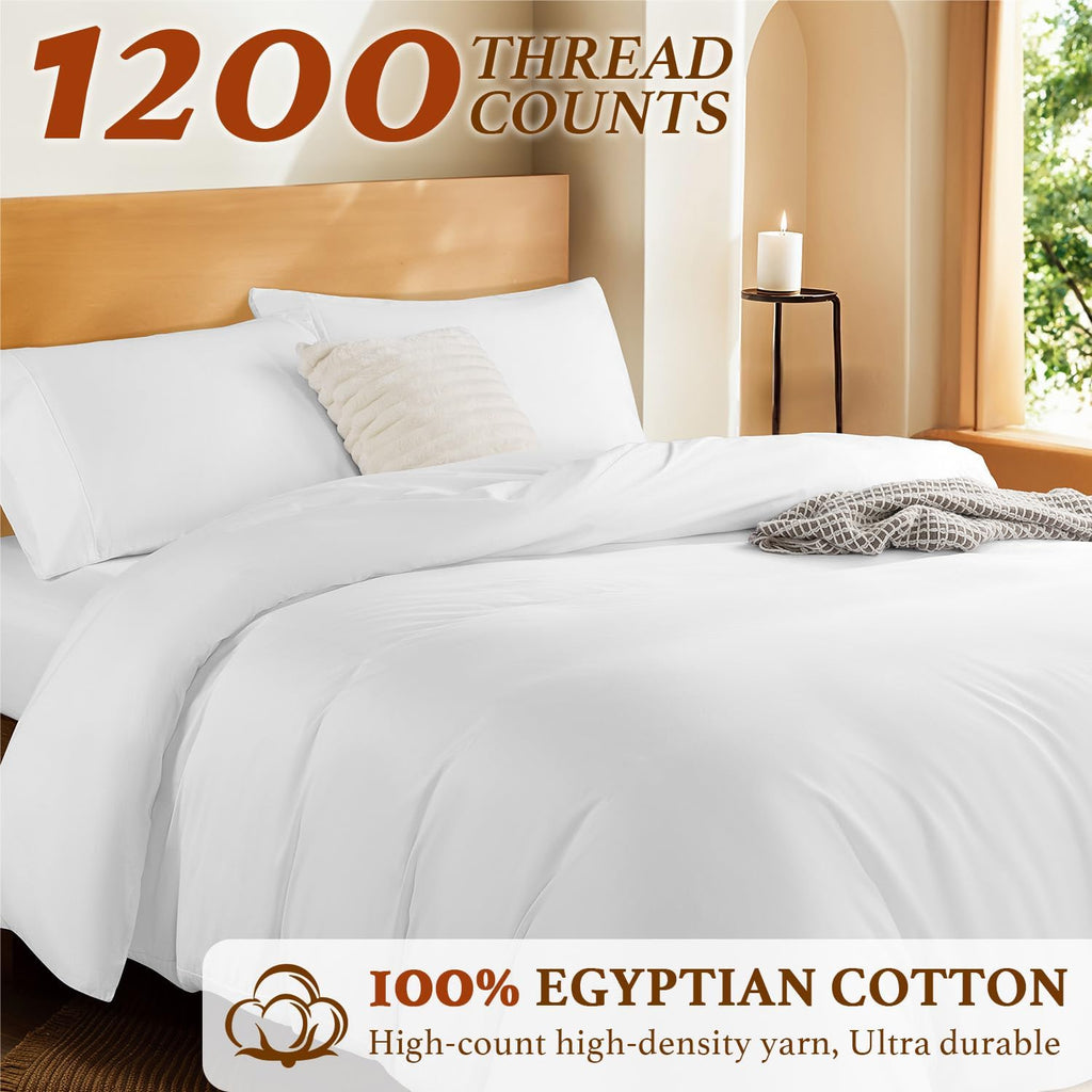 100% Cotton Duvet Covers - 1200 Thread Count, Luxury Egyptian Cotton Comforter Cover, Hotel Bedding Duvet Covers 3