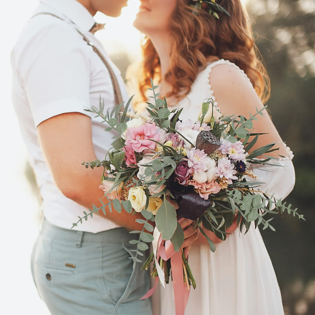 80pcs Artificial Eucalyptus Stems Fake Eucalyptus Leaves Stems Real Touch Leaf Branches for Flower Bouquet Wedding