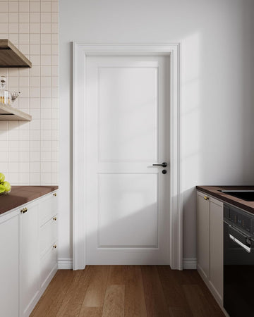 24"x80" 2-Panel Interior Slab Door,Pre-Assembled Solid Core French Wood Panel for Pantry Laundry Closet Bathroom,White