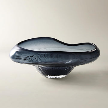 Inspired Handblown Glass Calla Decorative Bowl, Blue