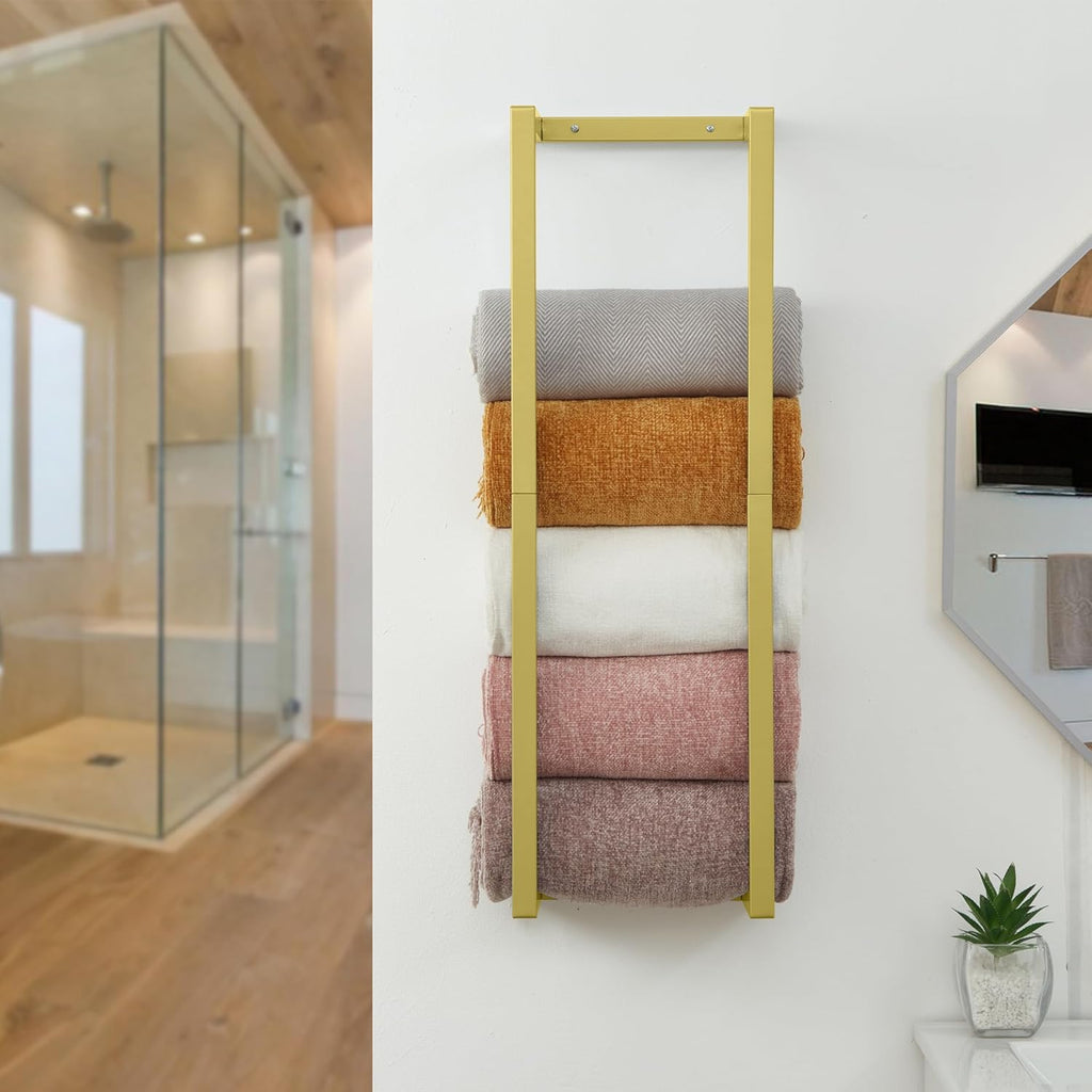 Towel Rack for Rolled Towels, Towel Rack ,Wall Mounted Metal Bathroom Organizer, Bath Towel Holder Wall for Modern