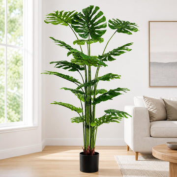 Artificial Monstera Deliciosa Plant 6 ft Tall Fake Floor Plants, 1 Pack