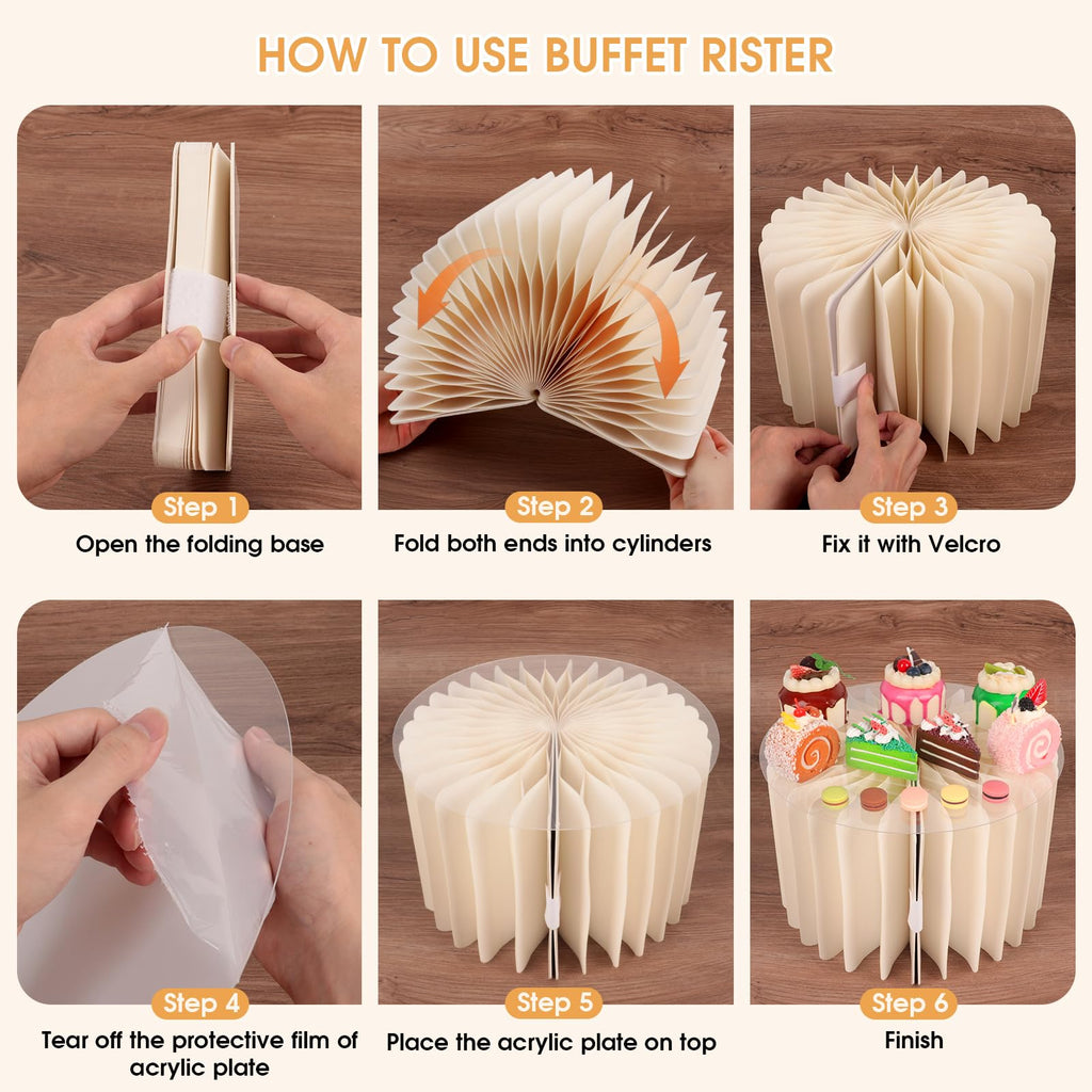 10 Pack Buffet Risers Foldable High Load-Bearing Food Display Risers for Buffet Table, Cylinder Cake & Dessert Stands
