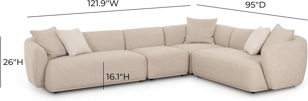 Sylvie Cream Boucle 4-Piece Sectional