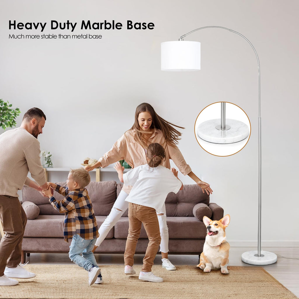 Dimmable Arc Floor Lamp, Remote & Foot Switch, Adjustable Shade