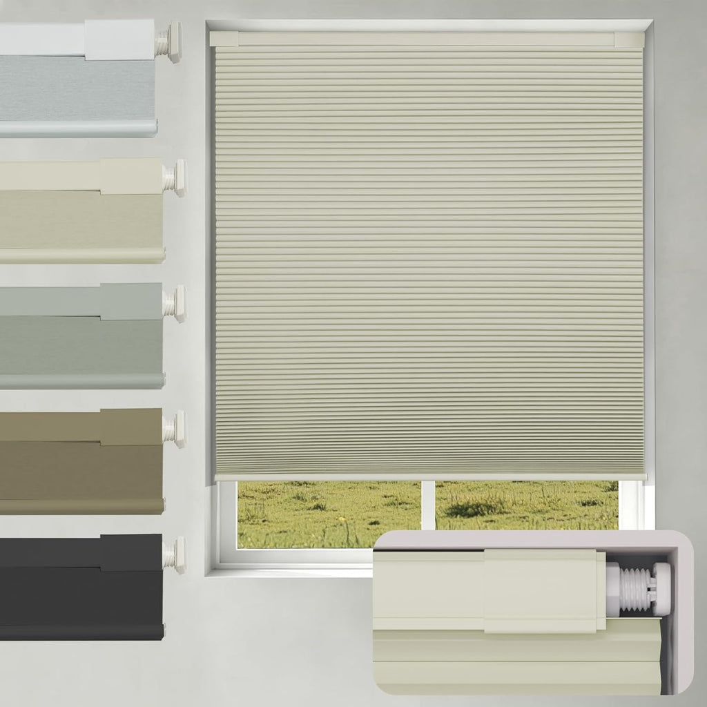 No Drill No Tools Blackout Cellular Shades,Cordless Blinds Windows,Room Darkening Window Shades Honeycomb