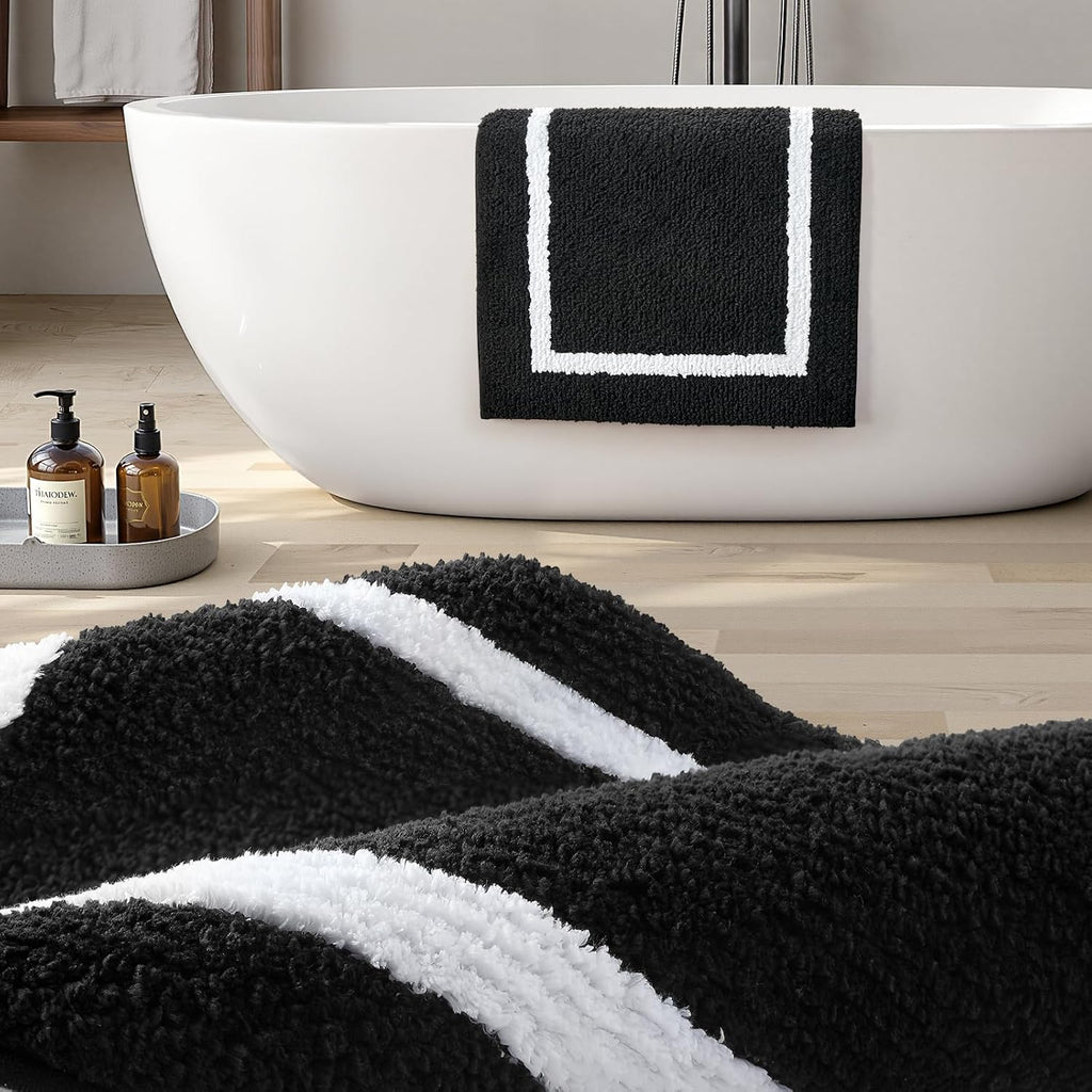 Bathroom Rugs Sets 2 Piece, Super Soft and Absorbent Microfiber Tufted Bath Mats, Non-Slip and Machine Washable Bath