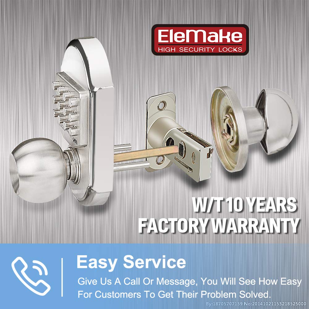 Keyless Entry Door Lock Deadbolt Keypad Mechanical Stainless Steel (Pass Code or Key) 100% Mechanical, No Electronic