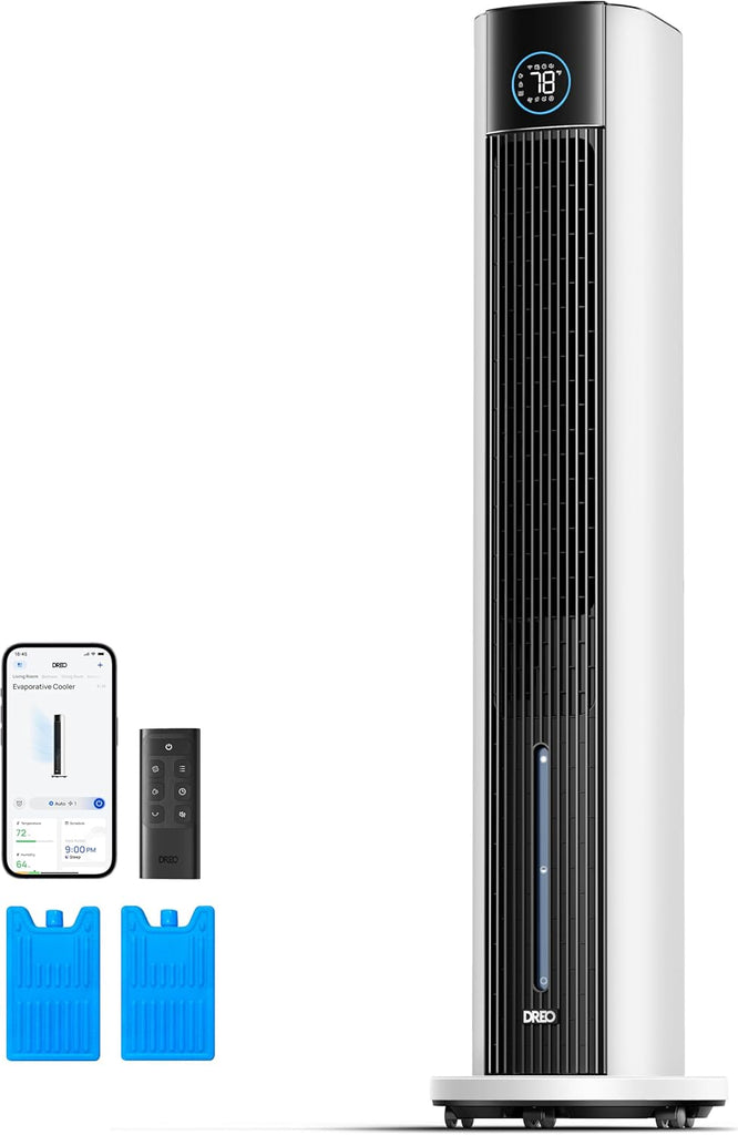 Evaporative Air Swamp Cooler, 43" Cooling Fans that Blow Cold Air 2026 Upgraded, 80° Oscillating Floor Fan