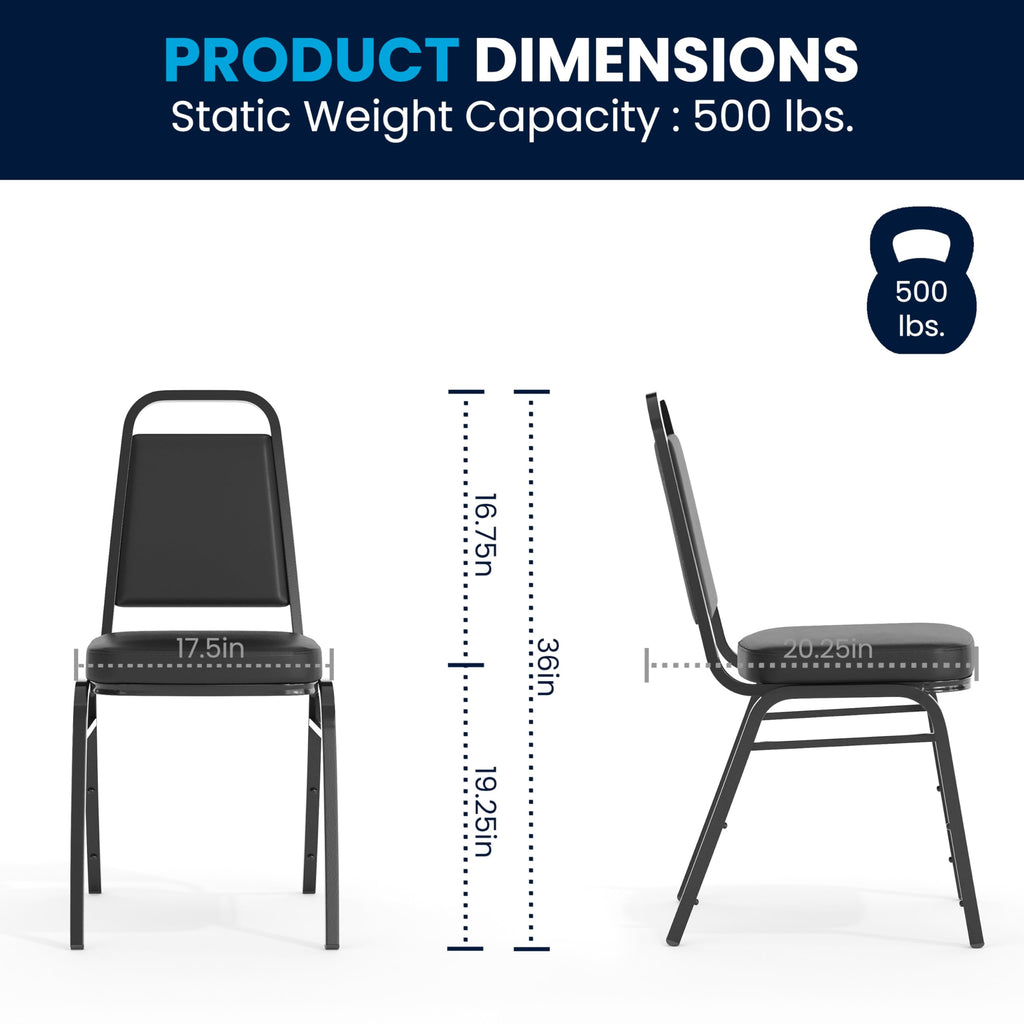 Trapezoidal Back Stackable Banquet Chair, Black