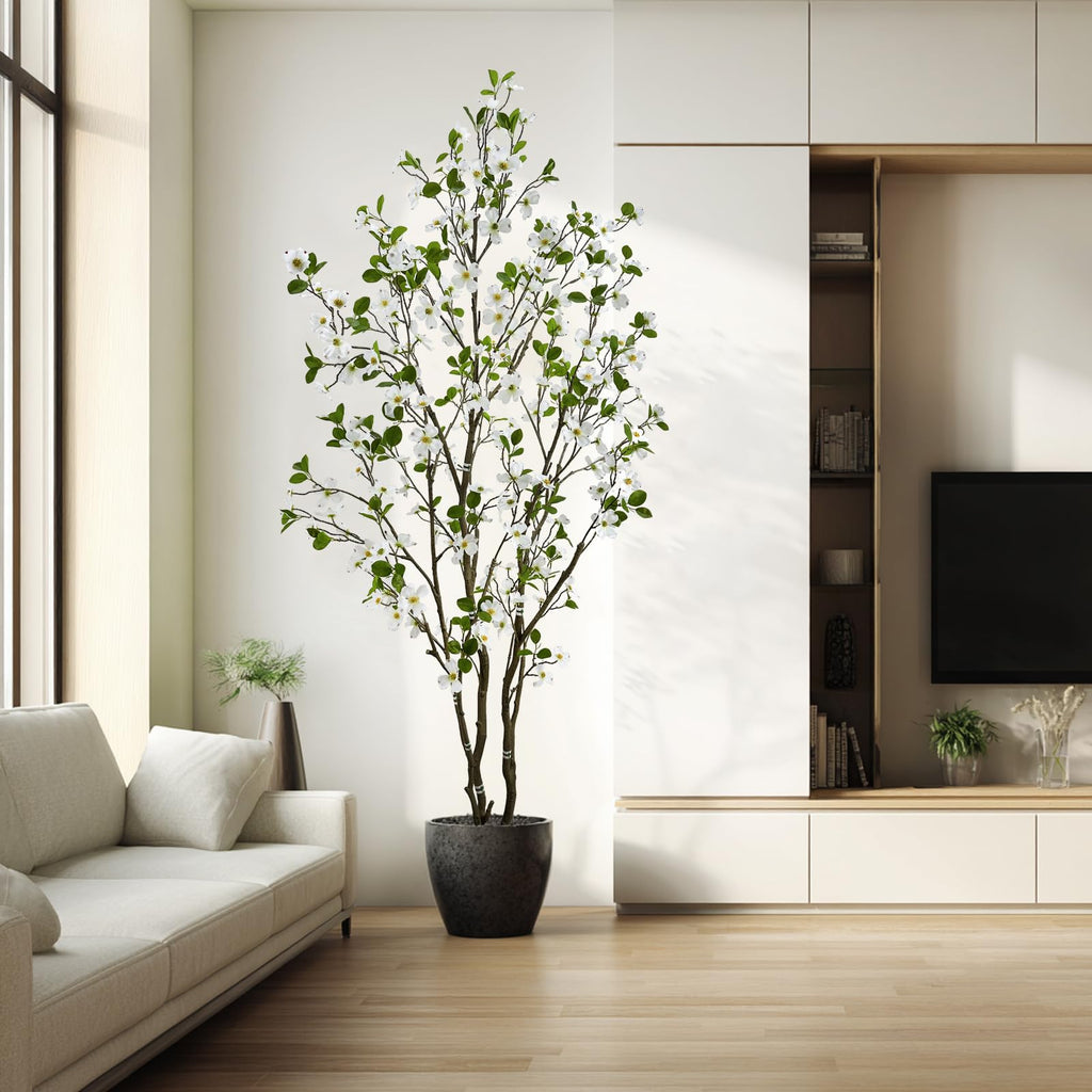 Artificial White Dogwood Flower Tree 7ft