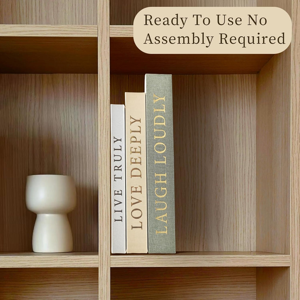 Aesthetic Decorative Books, Set of 3 Linen Faux Books for Decoration | Fake Book Boxes with Storage Space, No