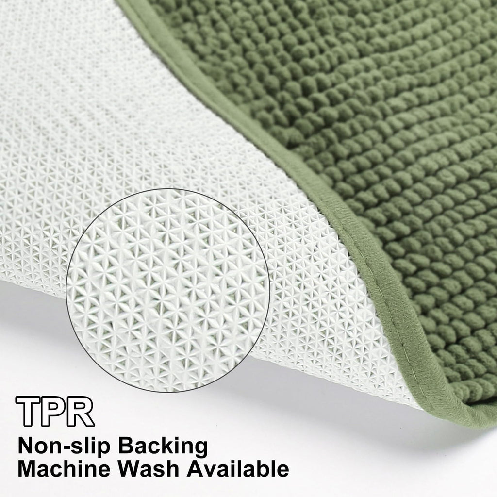 Bathroom Rugs Sets 3 Piece, Non-Slip Chenille Bath Rug - Ultra Soft, Washable, Super Absorbent Bath Mat , Toilet and