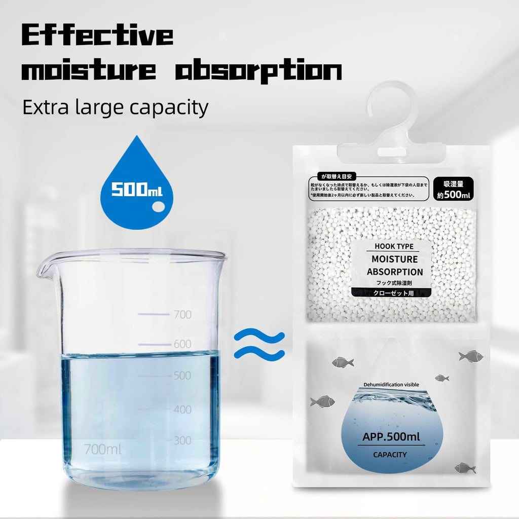 Hanging Moisture Absorbers, Portable Dehumidifier Bags, Fragrance Free Humidity Absorber for Closet