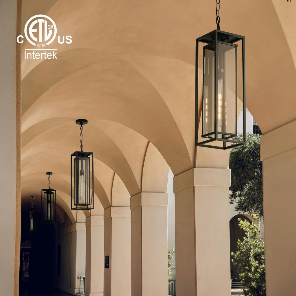 24" Outdoor Pendant Lights for Front Porch Hanging Lamps for House Outside Lighting Fixture for Patio Exterior
