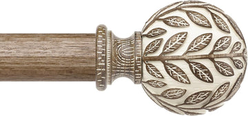 Curtain Rod 36-122 Inch, Boho Decorative 1 Inch Wood Rustic Curtain Rods for Windows, Adjustable Heavy Duty Long
