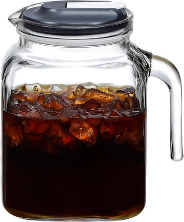 68 Oz Seal Pitcher With Lid and Spout, Large Iced Tea Pitcher for Fridge, Wide Mouth Glass Jar Container for Homemade