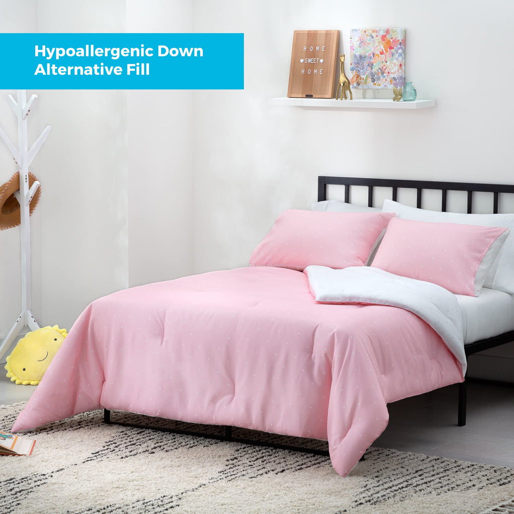 All Season Hypoallergenic Down Alternative Microfiber Comforter, Queen, Pink