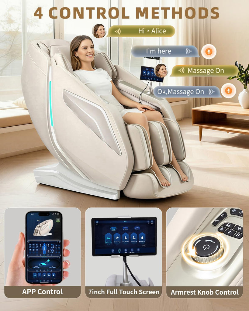 4D Massage Chair Full Body Zero Gravity 53" SL Track Recliner | 15 Auto Modes,Back & Calf Heat,Body Scan,Deep