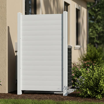 38" W x 60" H (1 Panel) Air Conditioner Fence, White Vinyl Pool Equipment Enclosure Panel with Metal Stakes, Outdoor
