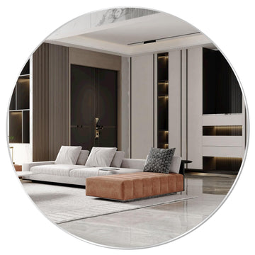 16'' Round Glass Mirror for Wall Decor, Frameless Circle Wall Mirror