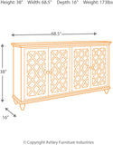 Mirimyn Vintage 69" 4-Door Accent Cabinet with Mirrored Glass and 2 Adjustable Shelves, Antique Blue