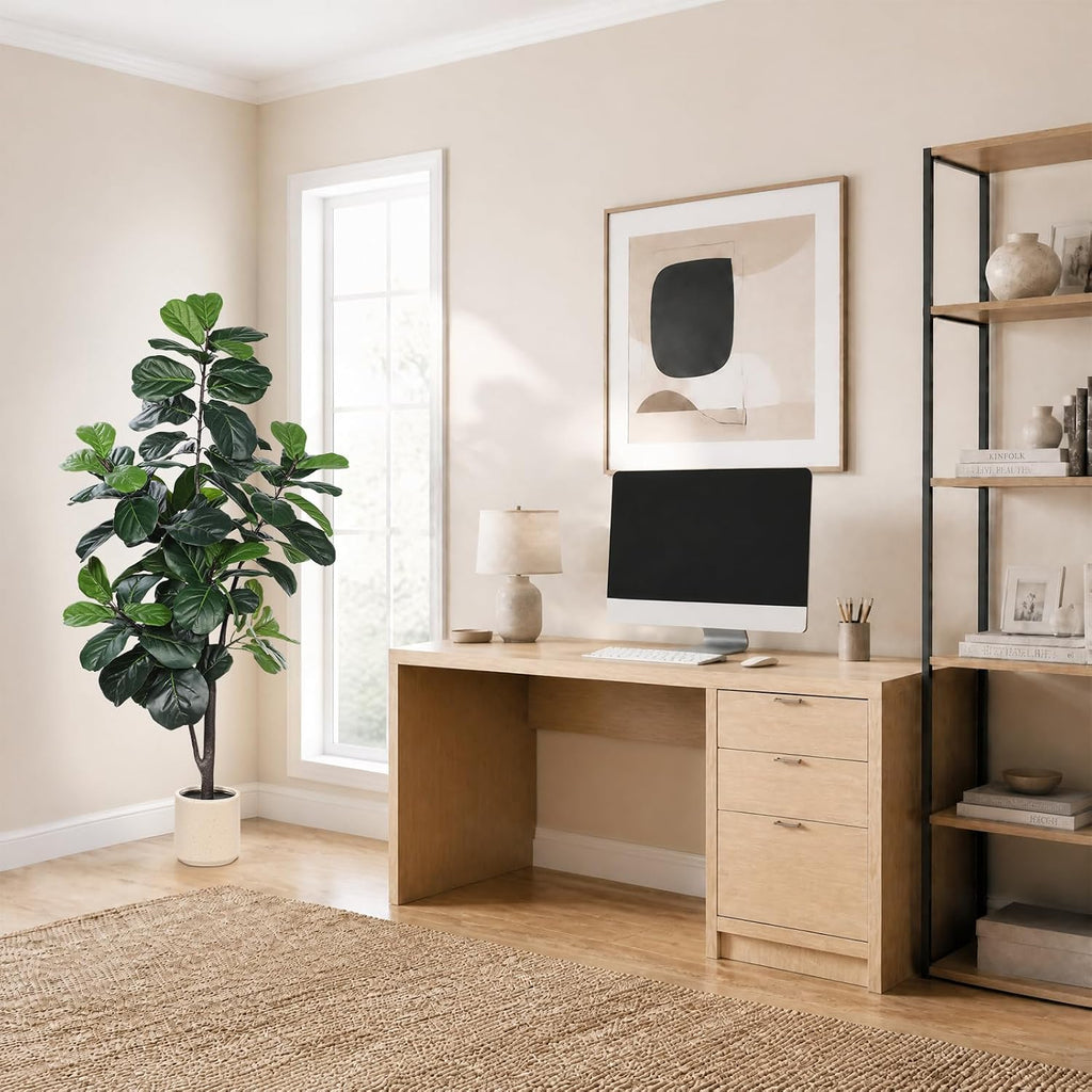 Faux Fiddle Leaf Fig Tree 5ft with Sturdy White Planter