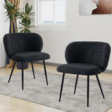 Dining Chairs Set of 2, Upholstered Fabric Dining Room Chairs with Metal Legs, Farmhouse Kitchen Chairs or Modern Accent Chairs for Home, Black