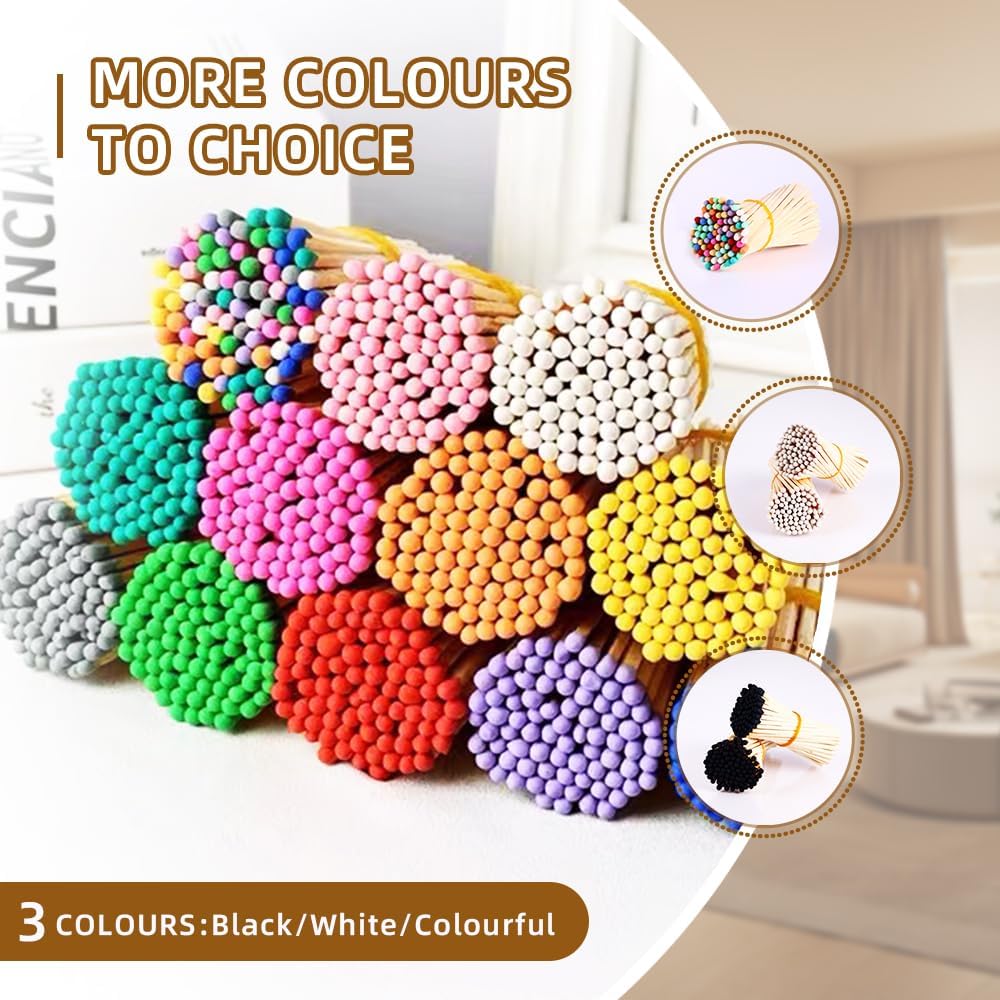 Rainbow matches Included (), Glass Match Holder with Striker, Glass Match Cloche with Striker, Match Bottle - Set of 150