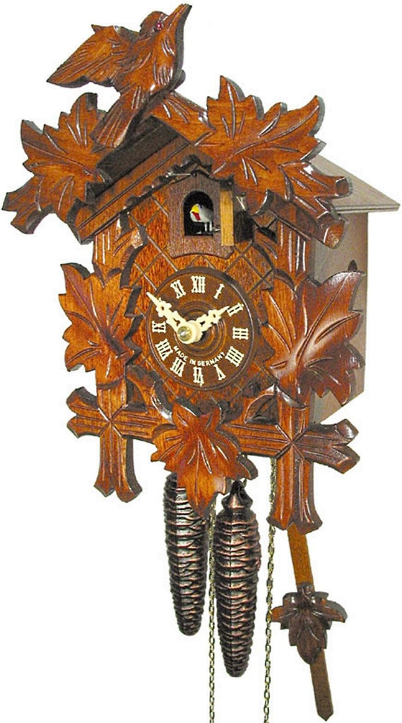 Original German cuckoo-clock (certified), mechanical 1-day movement with 1 bird and 5 leaves, coo-coo clocks from the Black-Forest,...