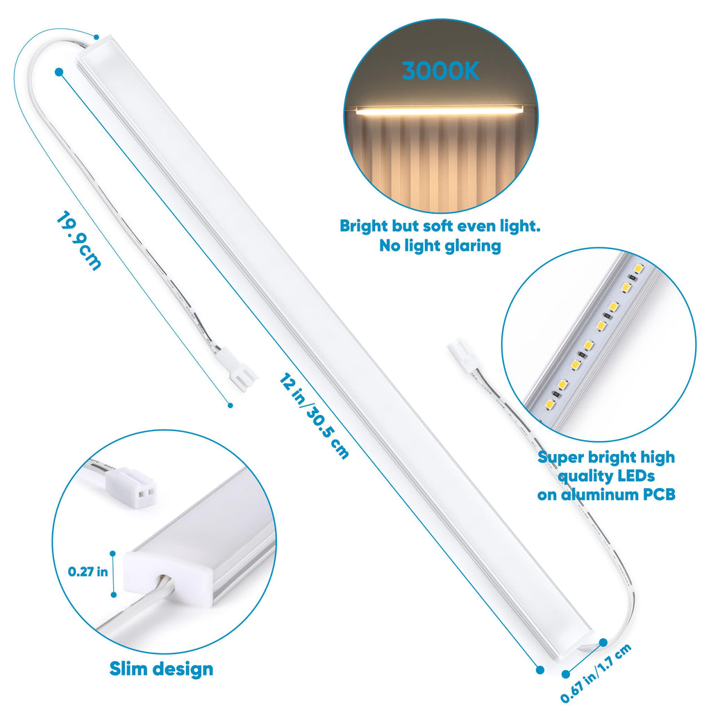 Under Cabinet Lighting Plug in. 3 Light Bar Kit. Warm White