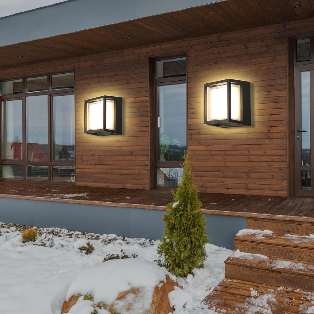 Outdoor Ceiling Porch Light LED Flush Mount for Wall or Ceiling, Square Exterior Wall Lamp for Patio Balcony Terrace