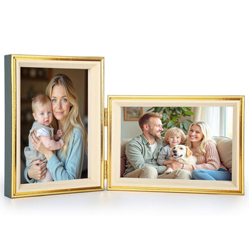 5x7 Double Hinged Picture Frame, College Photo Standing Display
