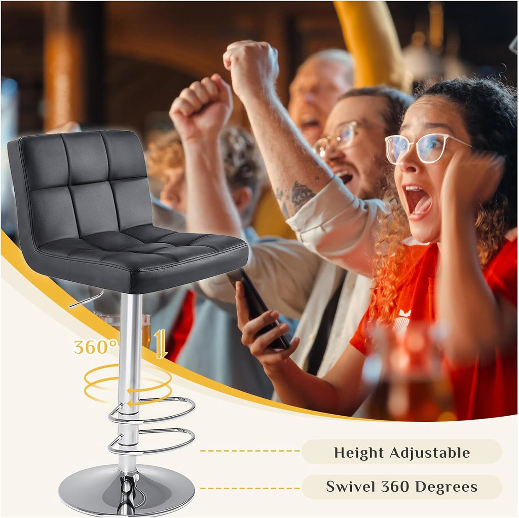 Bar Stools Set of 4, 24 inch Counter Height Bar Stools, Upholstered Modern Kitchen Barstools with Metal Base, PU