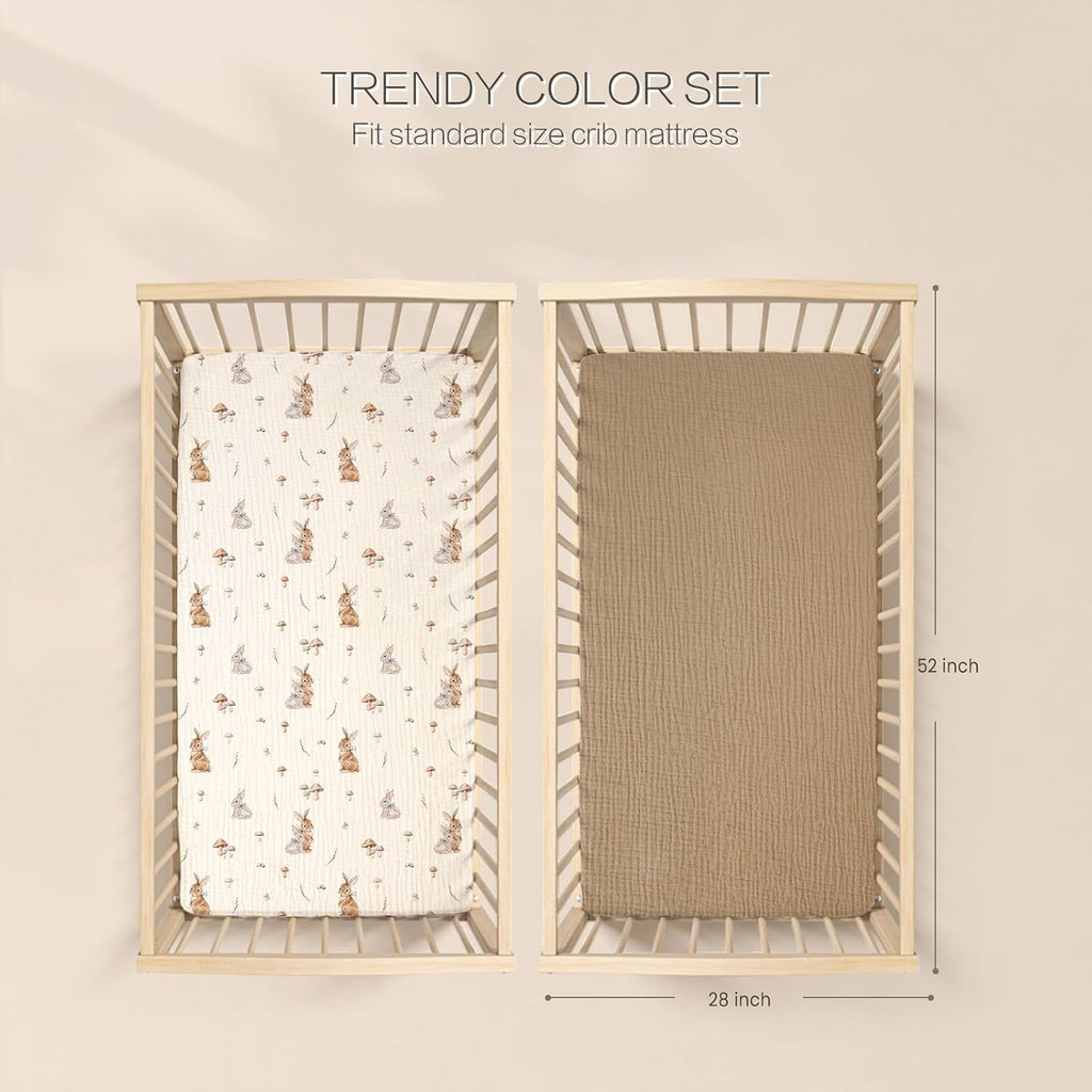 Muslin Crib Sheets for Baby: Fitted for Standard Crib Mattress | Soft Cotton for Baby's Cozy Sleep - Breathable Keeps