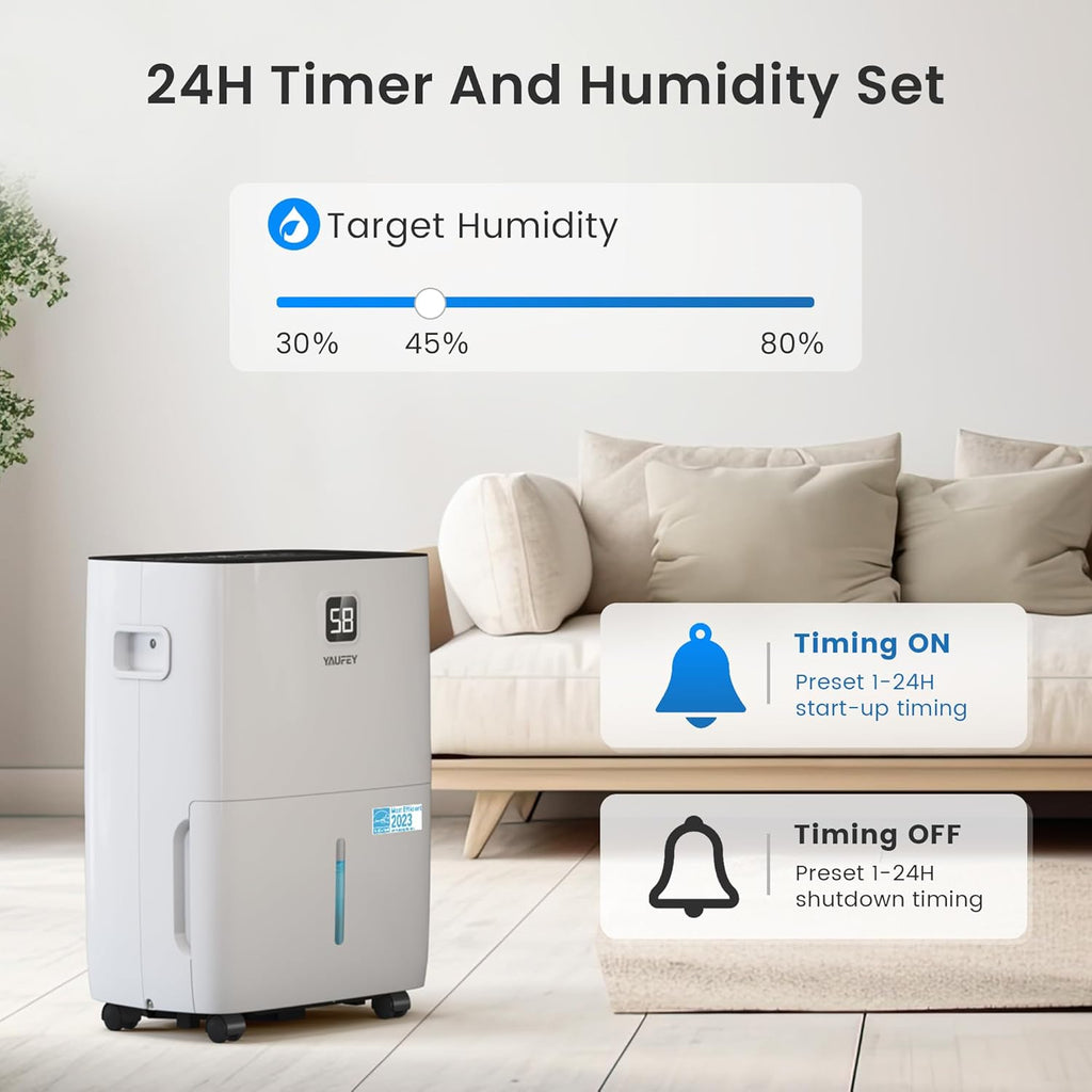5000 Sq. Ft. Energy Star Certified Dehumidifier, Max 80 Pints Dehumidifier for Basement with Drain Hose