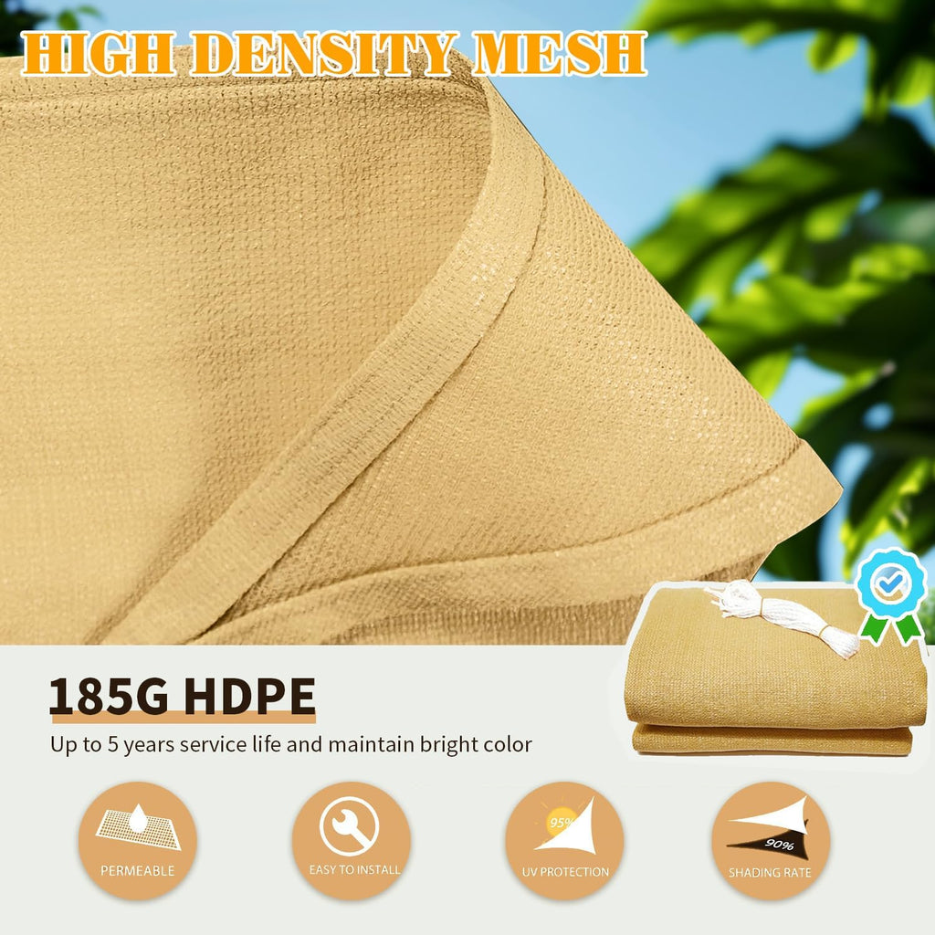 16'x20' Sun Shade Sail Rectangle Outdoor UV Block Square Canopy Sunshade Cover for Backyard Porch Pergola Deck Garden