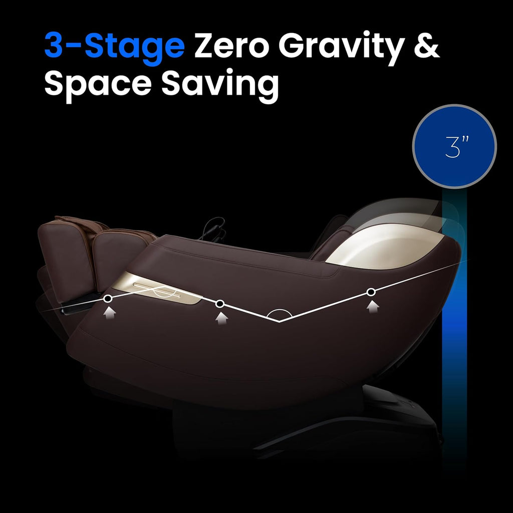 Quantum Black Massage Chair with 3D SL-Track Rollers, 3 Step Zero Gravity, Full Body Airbag Massage, Intelligent