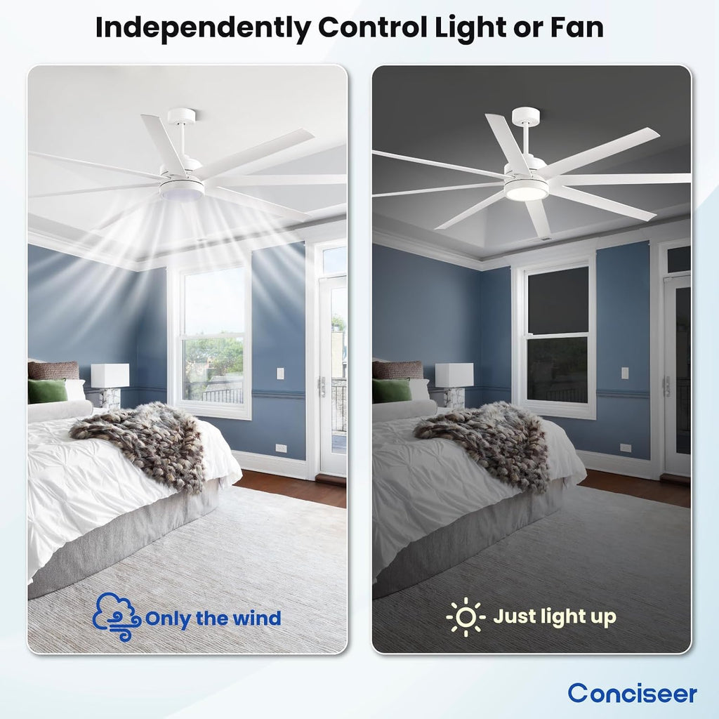 Modern Ceiling Fans with Lights, 72 Inch Ceiling Fan with Remote Library Cafe Outdoor/Industrial Use