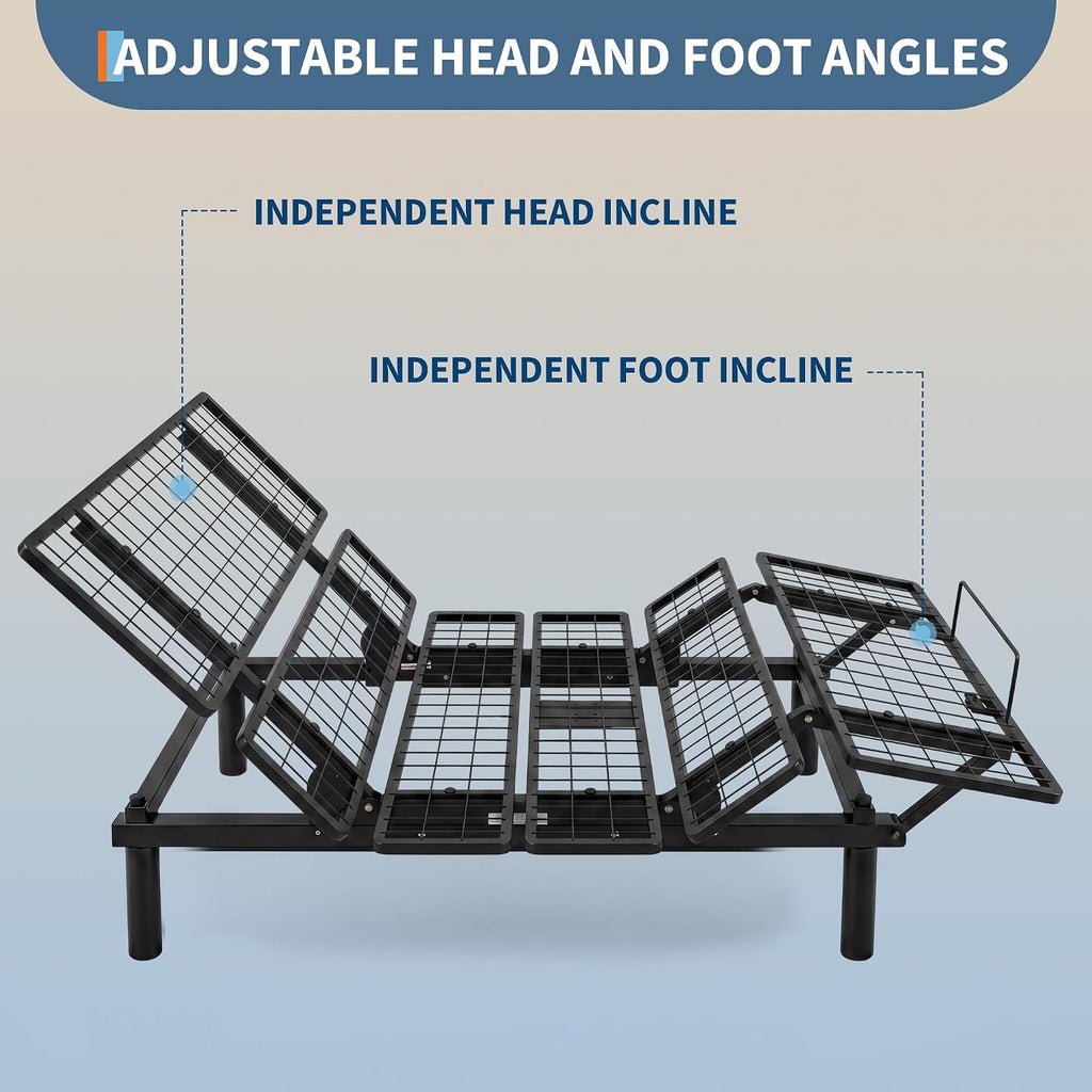 Electric Adjustable Bed Frame with Remote, Head & Foot Incline Base, Queen