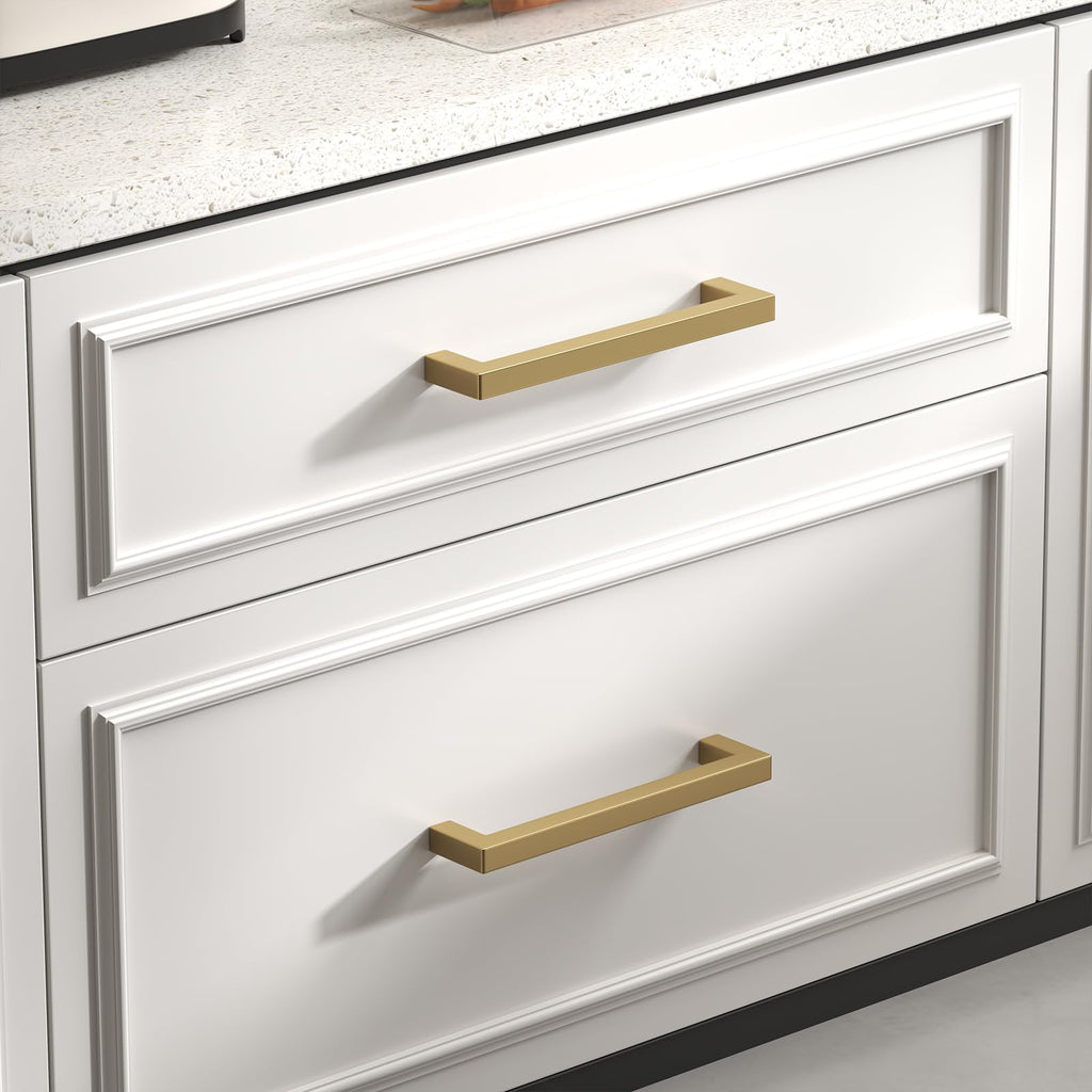 50 Pack 10 Inch Champagne Bronze Cabinet Pulls Square Handles