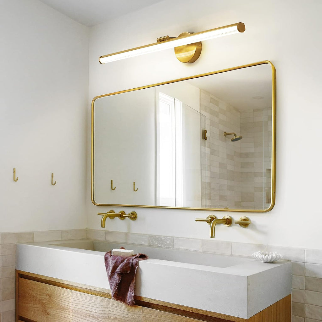 Bathroom Lighting Fixture Over Mirror - 30 Inch Gold Vanity Light 24W 5CCT Dimmable Modern LED Vanity Light Fixture