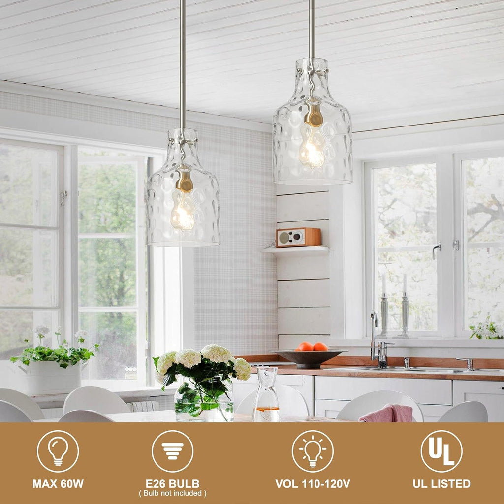 Modern Glass Pendant Lighting for Kitchen Island, Farmhouse Pendant Lights for Dining Room Kitchen Sink, Adjustable