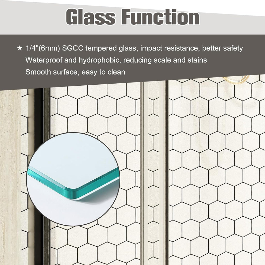 44-48 in. x 72 in. Sliding Shower Door, Adjustable Semi-Frameless Bypass Shower Door